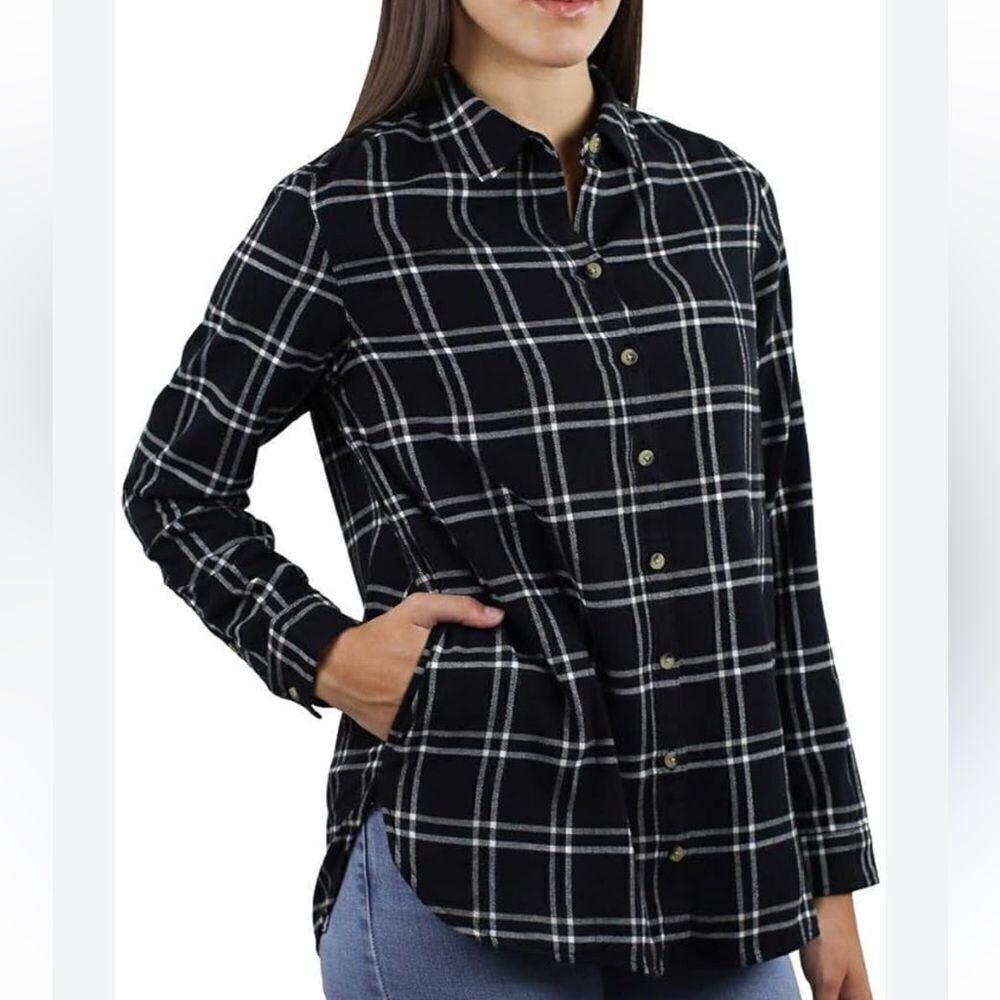 Jach’s Girlfriend Super Soft Black White Flannel Button Up Top Women’s Medium